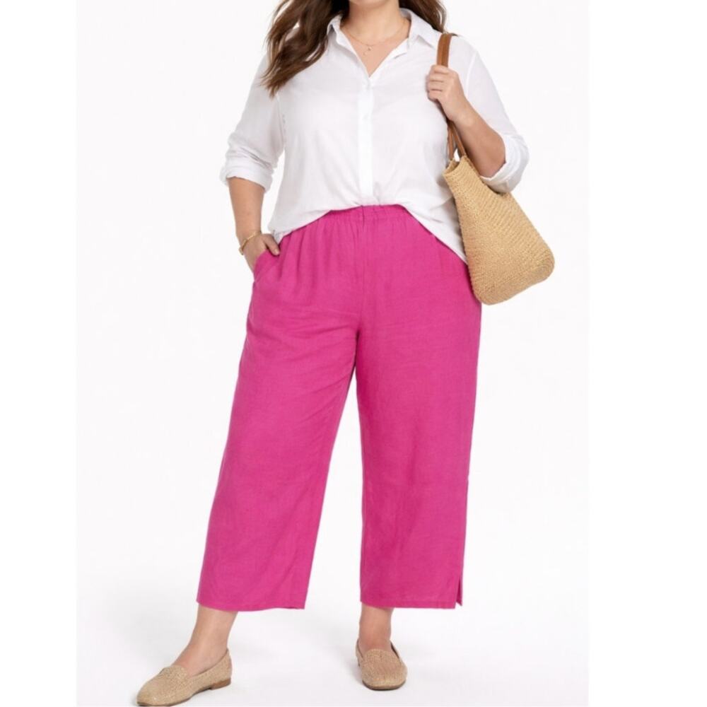 Eileen Fisher Linen Wide Leg Pants Size XL NWT Lagenlook Summer Coastal Chic